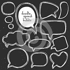 Vintage doodle speech bubbles. Different sizes and forms.