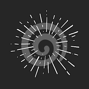 Vintage doodle Sunburst Explosion Hand drawn Design Element Fireworks white Rays