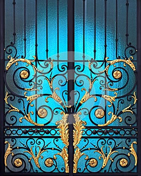 Vintage Door with Alloy Steel Decoration