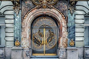 Vintage Door, Art Deco Enter, Luxury Elevator Door, Ornate Gate, Art Nouveau Architecture, Copy Space