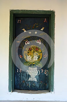Vintage door at Dimitrie Gusti Museum in Bucharest photo