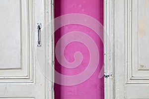 Vintage door handle on wooden door