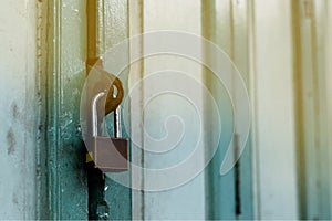 Vintage door key And green wood doors