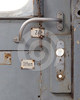 Vintage door on the train compartment