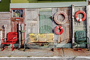 Vintage doors and chairs