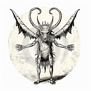 Vintage Demon Hand Drawn Illustration - Detailed Changelingcore Art photo