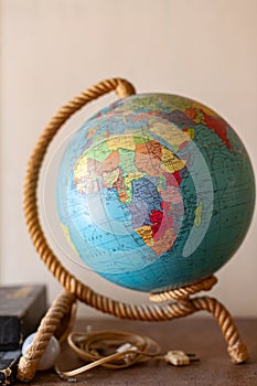 Vintage Earth globe with creamy and light colors