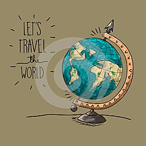 Vintage Earth Globe illustration design