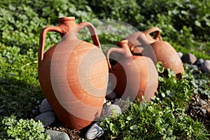 Vintage earthenware clay pots