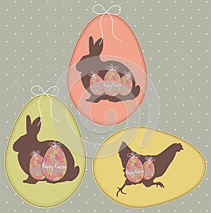 Vintage Easter Cards With Eggs, Bunnies and a Chicken