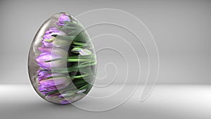 Vintage easter egg with a pink tulips image