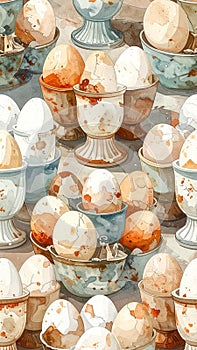Vintage Easter Eggs in Decorative Holders Collection