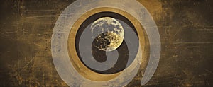 Vintage Eclipse Illustration with Sun and Moon Alignment