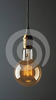 Vintage edison light bulb glowing on a dark background