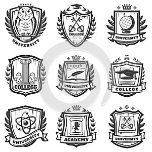 Vintage Educational Coat Of Arms Set