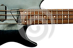 Vintage Electric Bass guitar isolated over a white background