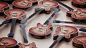 Vintage electric guitar background. 3D illustration