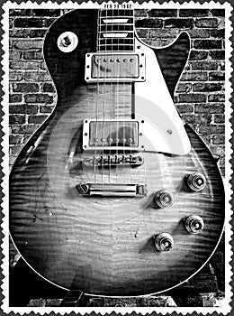 Vintage Electric Guitar given Old Time Photo Treatment Antique photo