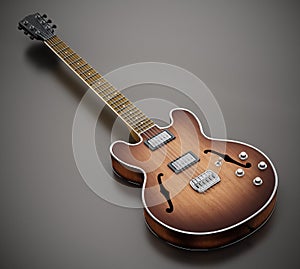 Vintage electric guitar isolated on white background. 3D illustration