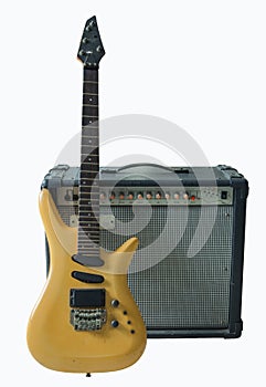 Vintage electric guitar and rare vintage amplifier