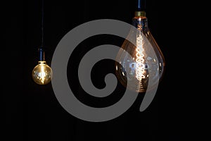 vintage electric lamp on black background