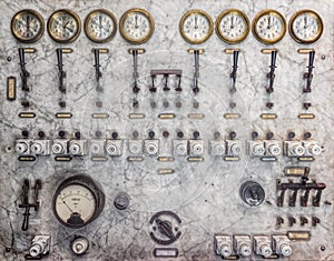 Vintage electrical panel. Steam age technology