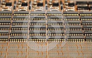Vintage electronic circuit board close up
