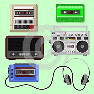 Vintage electronic goods vector illustration