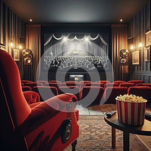 Vintage Elegance and Golden Glow in Cozy Theater