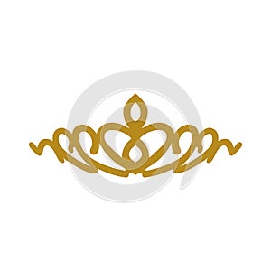 vintage elegant gold tiara logo illustration template design vector in isolated white background