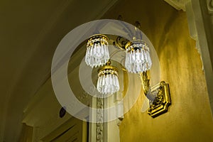 Vintage and elegant interior wall light for luxury home illuminated decoration, low angle