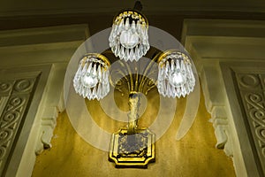 Vintage and elegant interior wall light for luxury home illuminated decoration, low angle