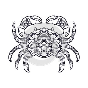 Vintage elegant ornament crab monochrome