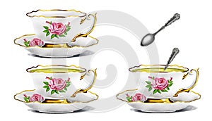 Vintage elegant tea cup elements