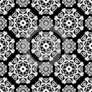 Vintage elements. Monochrome beautiful seamless pattern. Vector illustration