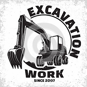 Vintage emblem of excavation work