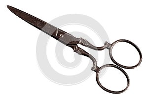 Vintage embroidery scissors isolated on white