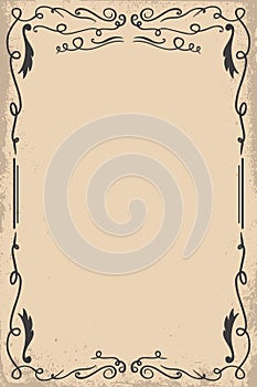 Vintage empty frame in wild west style. Vector design element for poster, card, banner
