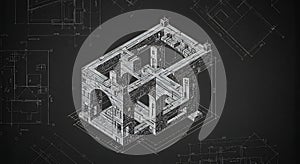 Vintage engineering structure technical drawing