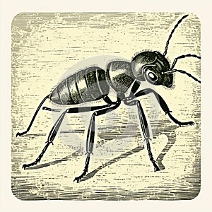 Vintage Engraving Of An Ant: Retro Filters, Woodcut-inspired Graphics