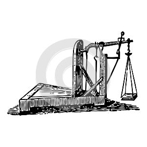 Vintage engraving of a mechanical weighing scale