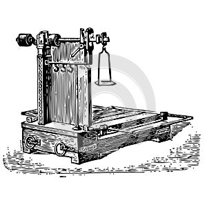 Vintage engraving of a mechanical weighing scale