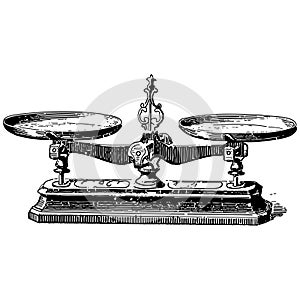 Vintage engraving of a mechanical weighing scale