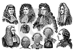 Vintage engraving of men earing wigs