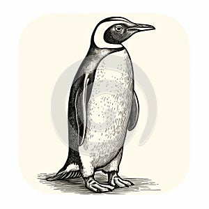 Vintage Engraving Penguin Drawing Icon - Detailed Character Illustration