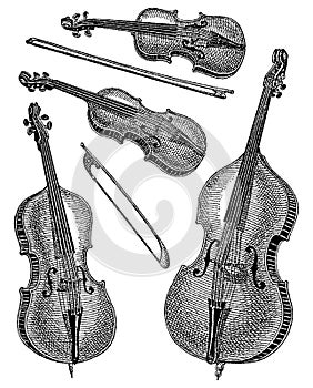 Antiguo grabado de violín 