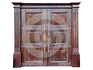 Vintage Entrance door decorated with wrought iron