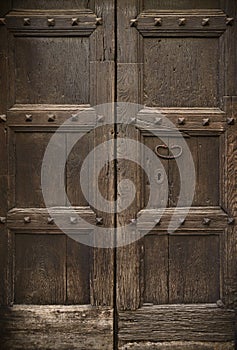 vintage entrance, massive wooden gate