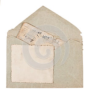 Vintage envelope with old postcards