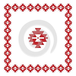 Vintage ethnic pattern, Serbian ornament, red isolated on white background, vector illustration.